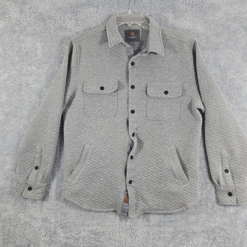 Cloudveil Mountainworks Mens Large Gray Quilted Snap Front Shirt Jacket
